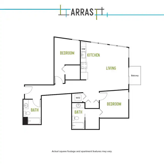 Two Bed Two Bath I 1 1-601 floor plan